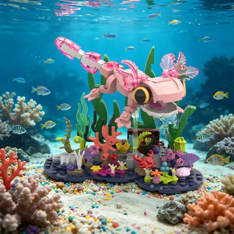 Pink Axolotl Building Kit | LEGO-Compatible Animal MOC - 6