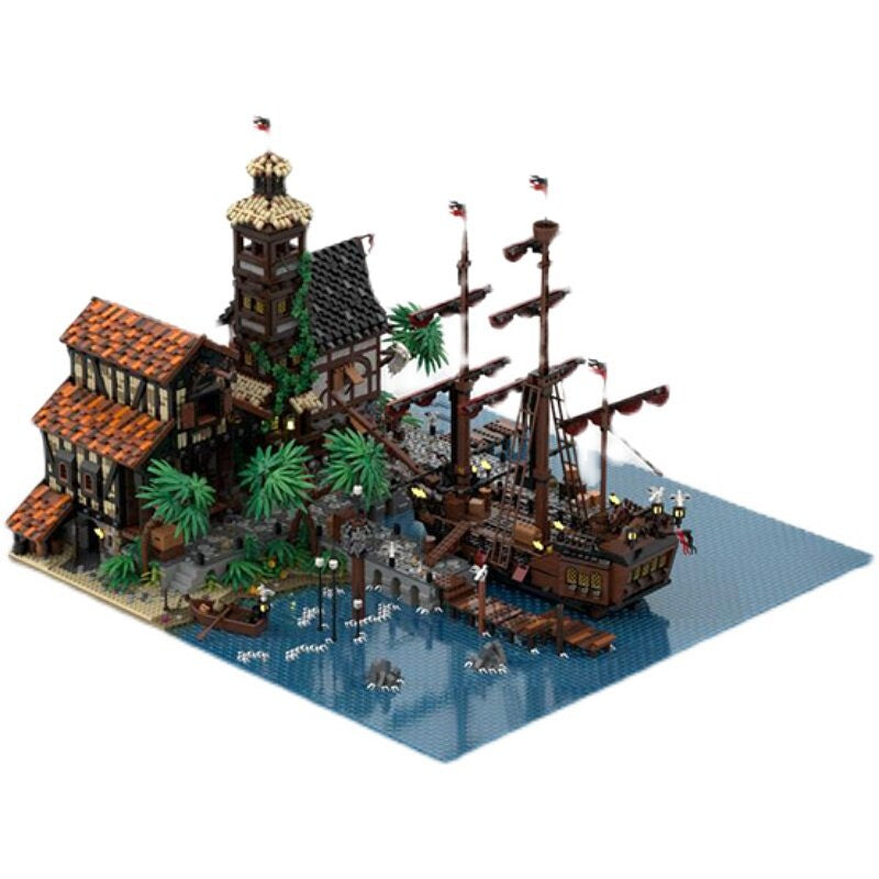 Pirate Harbor Town & Sailing Ship MOC  Building Kit - 1