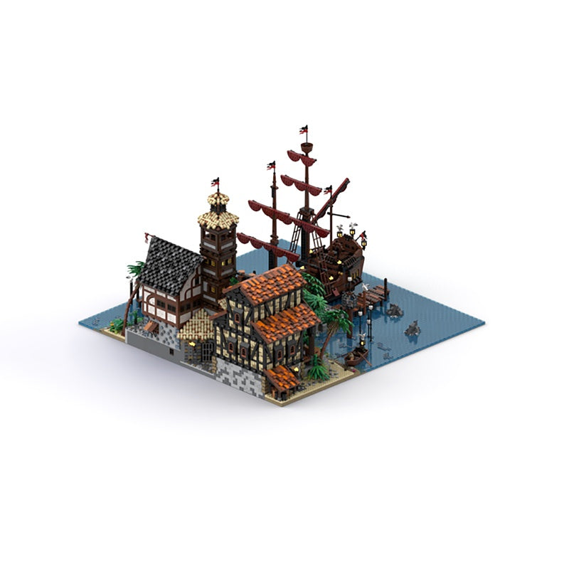 Pirate Harbor Town & Sailing Ship MOC  Building Kit - 3