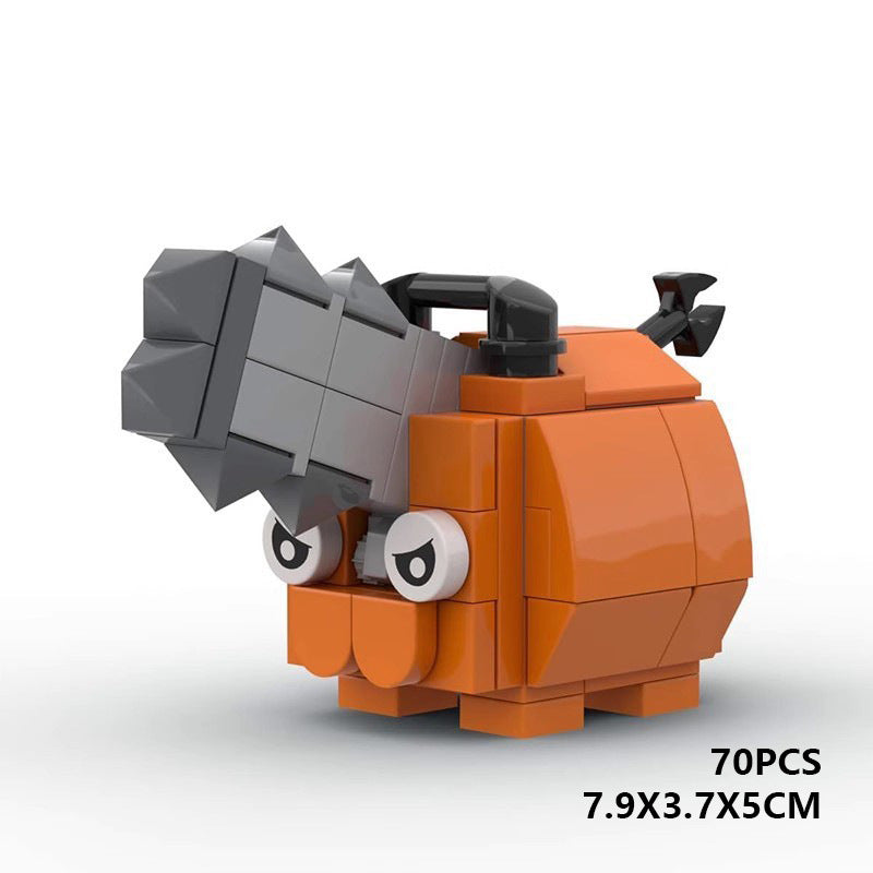 pochita chainsaw man moc brickheadz | lego compatible 70pcs - 2