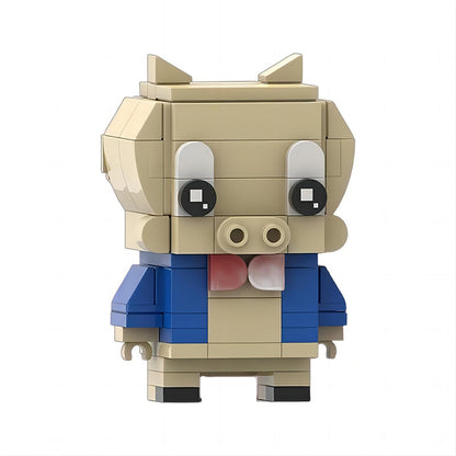 porky pig brickheadz building kit | looney tunes | lego compatible moc - 2