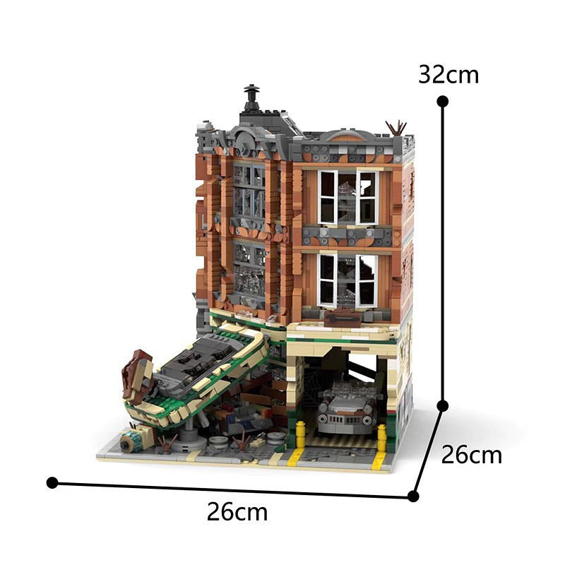 Post-Apocalyptic Corner Garage MOC Modular Building Kit - 9