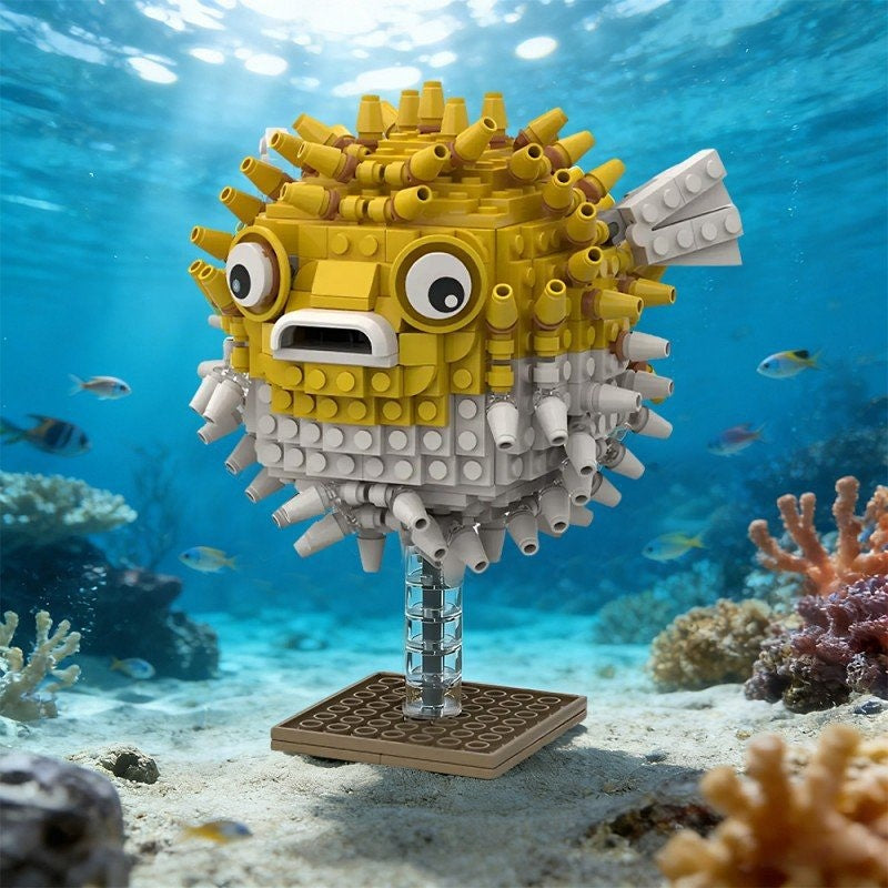 Pufferfish MOC Animal Model Building Kit | Ocean Wildlife Display - 4