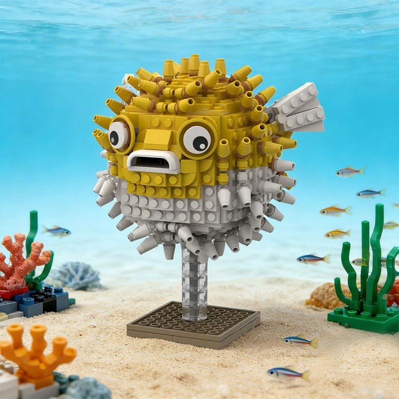 Pufferfish MOC Animal Model Building Kit | Ocean Wildlife Display - 5