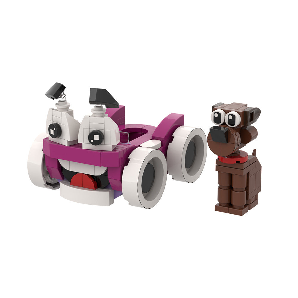 Purple Cartoon Car & Puppy MOC Building Kit 1