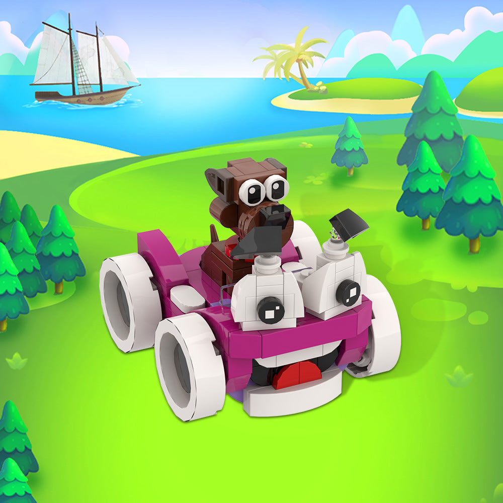 Purple Cartoon Car & Puppy MOC Building Kit 2