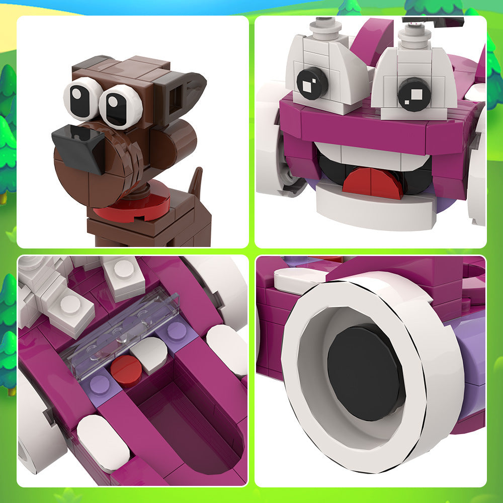 Purple Cartoon Car & Puppy MOC Building Kit 3