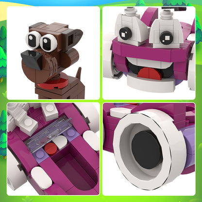 Purple Cartoon Car & Puppy MOC Building Kit 3