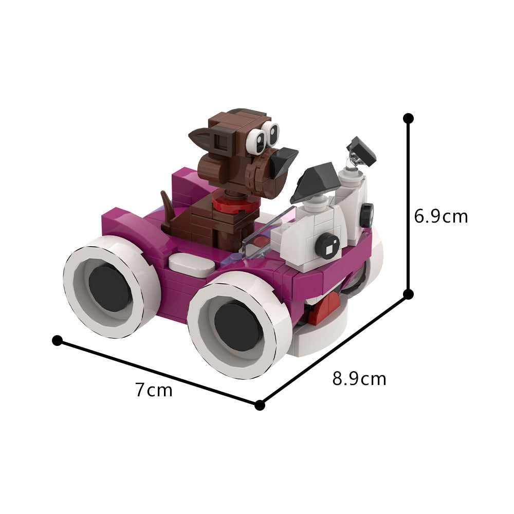 Purple Cartoon Car & Puppy MOC Building Kit 4