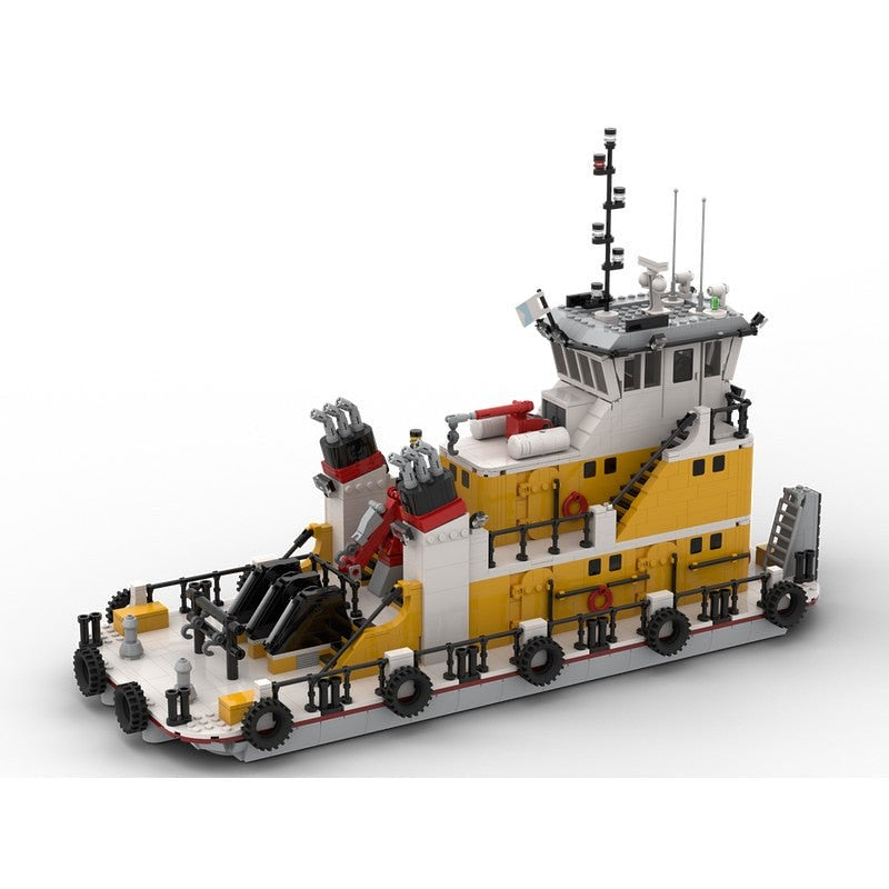 Pusher Barge Tug MOC Building Kit | 2454PCS River Transport Model - 2
