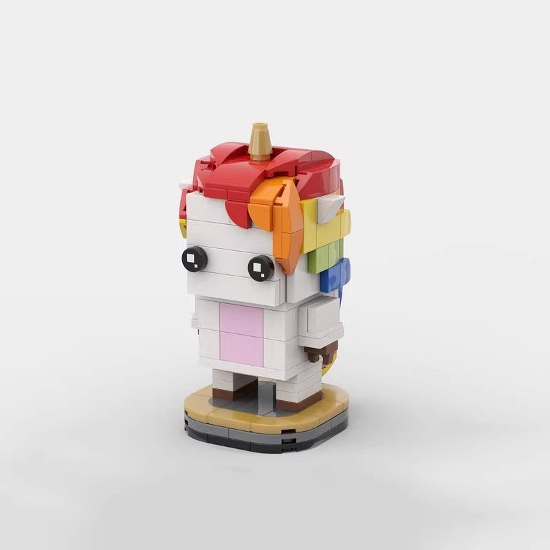 Rainbow Unicorn Fantasy Pony BrickHeadz Building Kit | LEGO-Compatible MOC - 1