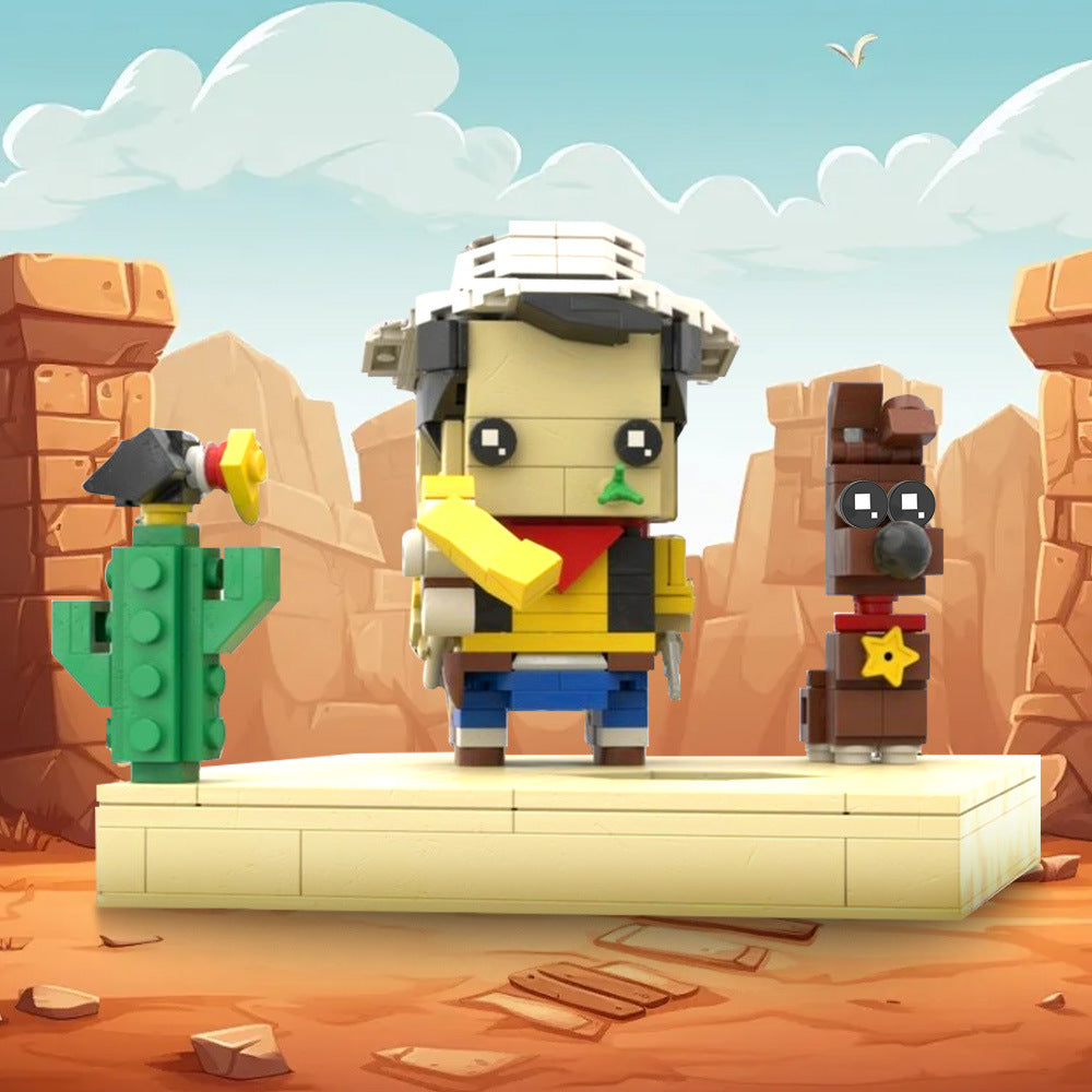 rantanplan and jolly jumper brickheadz building kit | luky luck | moc-234825 - 1