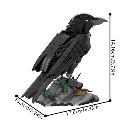Raven MOC Building Kit | Dark Wildlife Bird Display Model Kit - 4