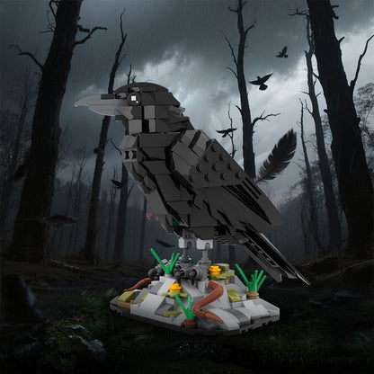 Raven MOC Building Kit | Dark Wildlife Bird Display Model Kit - 6