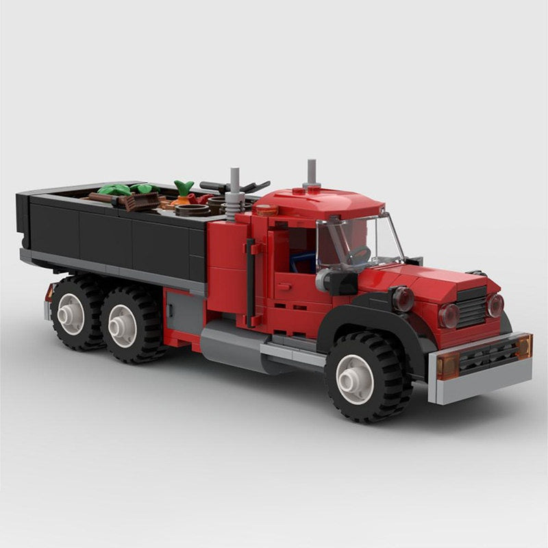 Red 6-Wide Farm Cargo Truck MOC Building Kit - 1