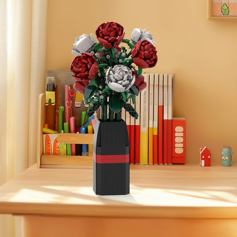 Red and White Roses Building Kit | LEGO-Compatible MOC - 2