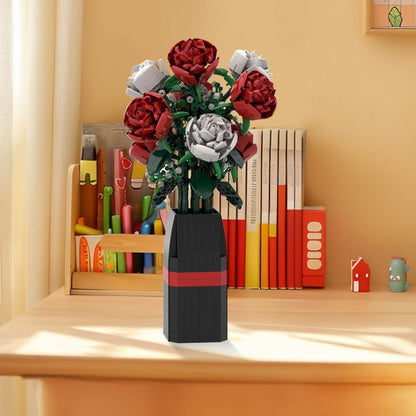 Red and White Roses Building Kit | LEGO-Compatible MOC - 2