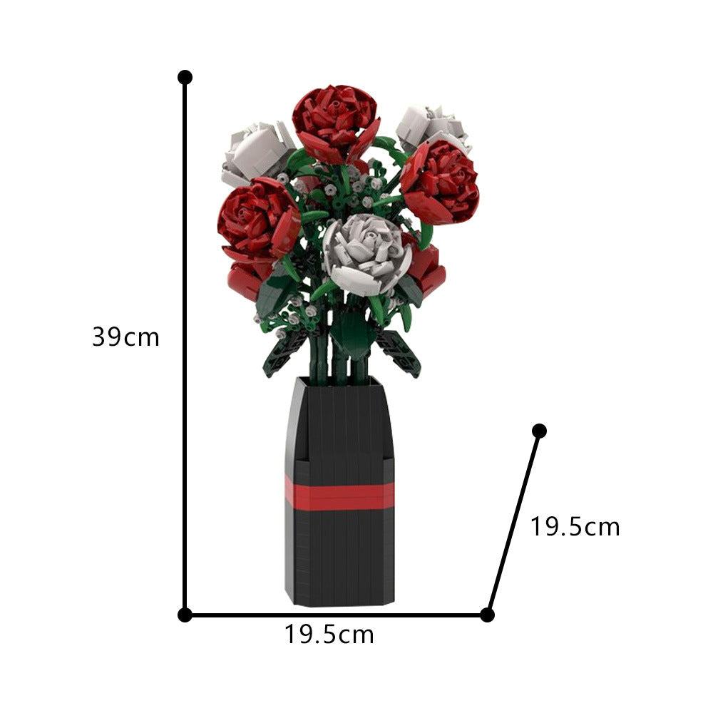 Red and White Roses Building Kit | LEGO-Compatible MOC - 3