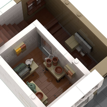 Red Brick Pottery Shop & Apartment MOC Building Kit - 4