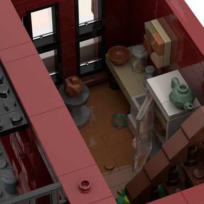 Red Brick Pottery Shop & Apartment MOC Building Kit - 5