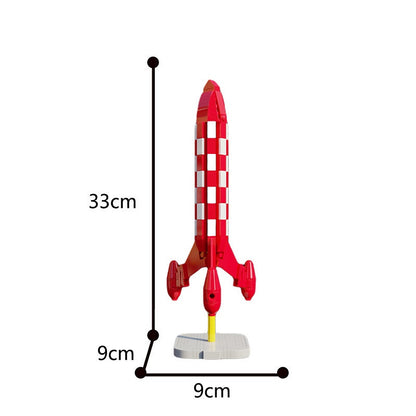 Red Checkered Lunar Rocket MOC Building Kit | Retro Space Display - 2