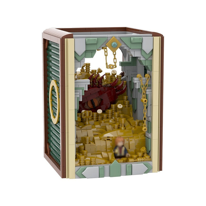 Red Dragon Treasure Book Nook MOC Building Kit | Fantasy Display - 7