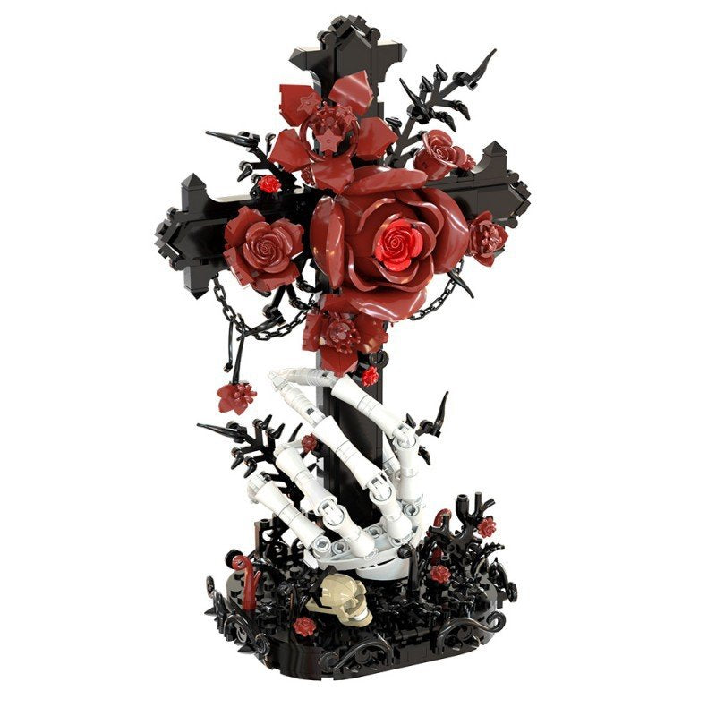 Red Oath Rose Cross Building Kit | LEGO-Compatible MOC - 2