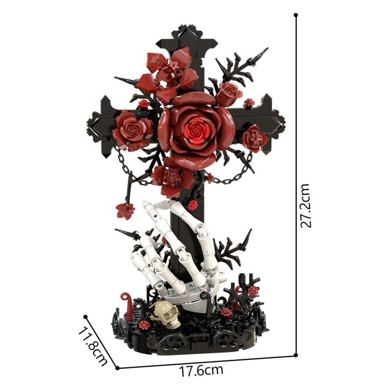 Red Oath Rose Cross Building Kit | LEGO-Compatible MOC - 4