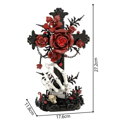 Red Oath Rose Cross Building Kit | LEGO-Compatible MOC - 4