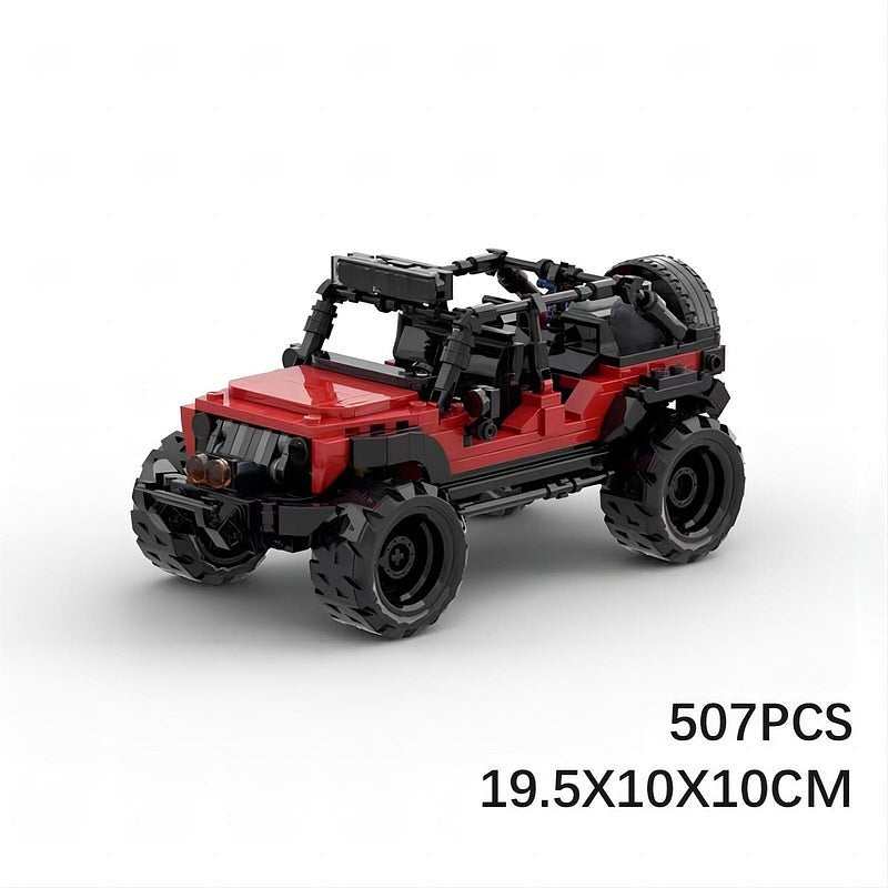 Red Off-Road 4x4 Crawler MOC Building Kit | Adventure Vehicle Model - 5