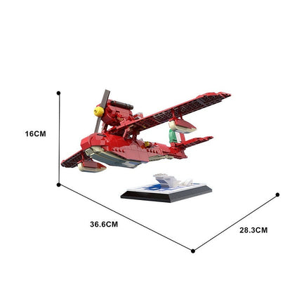 Red Seaplane MOC Building Kit | Civilian Aircraft Display Model - 3