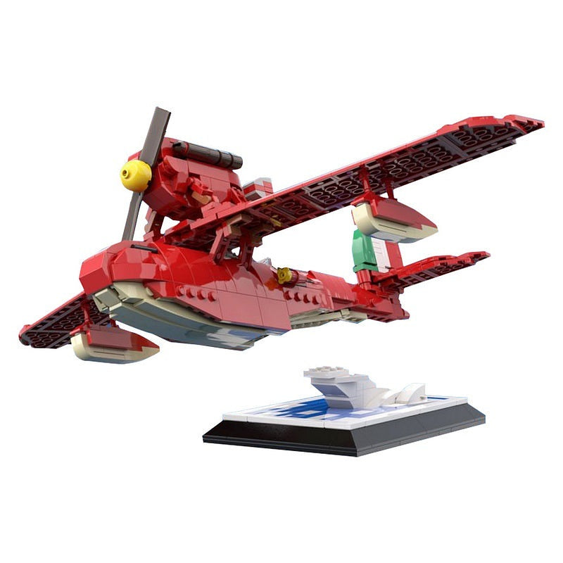 Red Seaplane MOC Building Kit | Civilian Aircraft Display Model - 4
