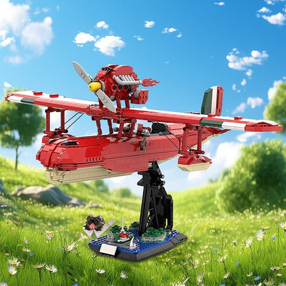 Red Seaplane MOC Building Kit | Civilian Aircraft Display Model - 6