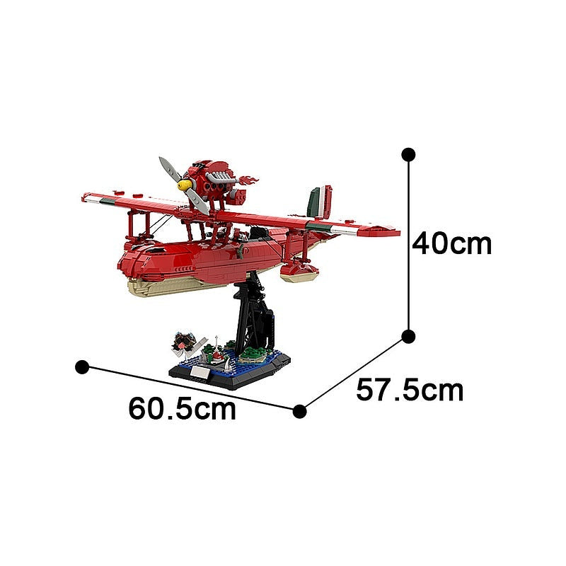 Red Seaplane MOC Building Kit | Civilian Aircraft Display Model - 8