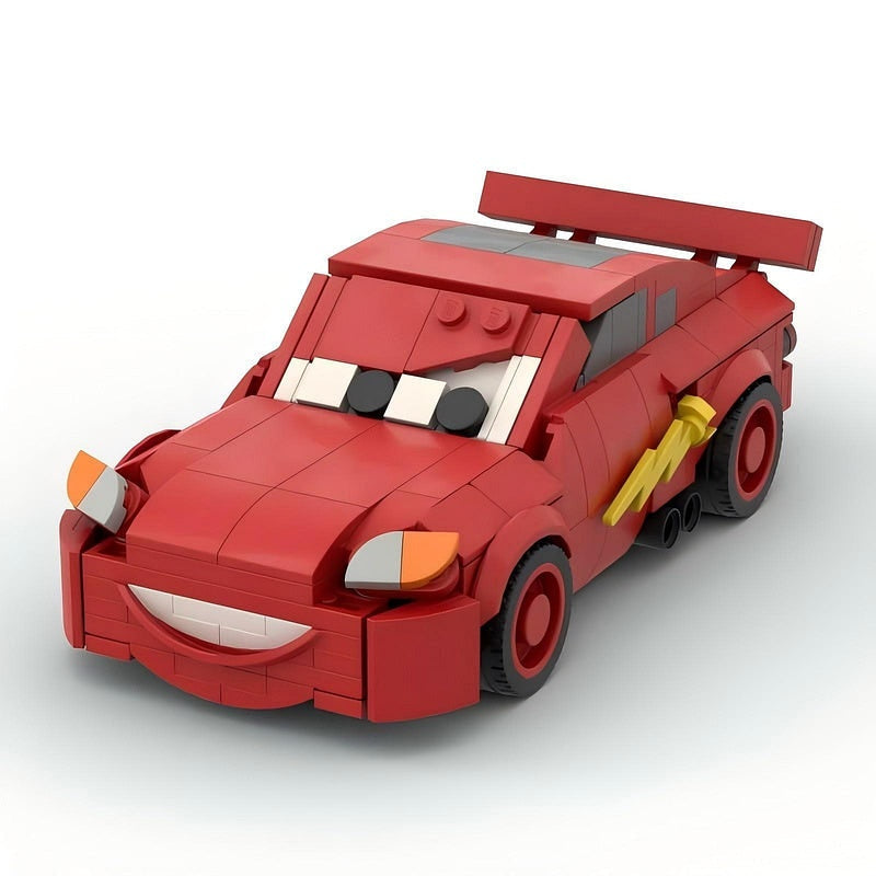 Red Stock Car MOC Building Kit | Animated Style Racing Vehicle Model - 5