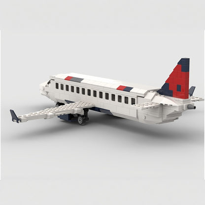Regional Twin-Jet Passenger Aircraft Red & Blue Livery MOC Building Kit - 2