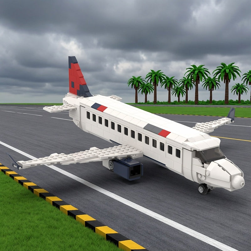 Regional Twin-Jet Passenger Aircraft Red & Blue Livery MOC Building Kit - 3