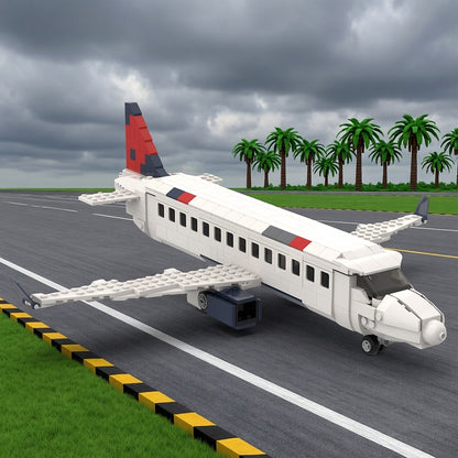 Regional Twin-Jet Passenger Aircraft Red & Blue Livery MOC Building Kit - 3