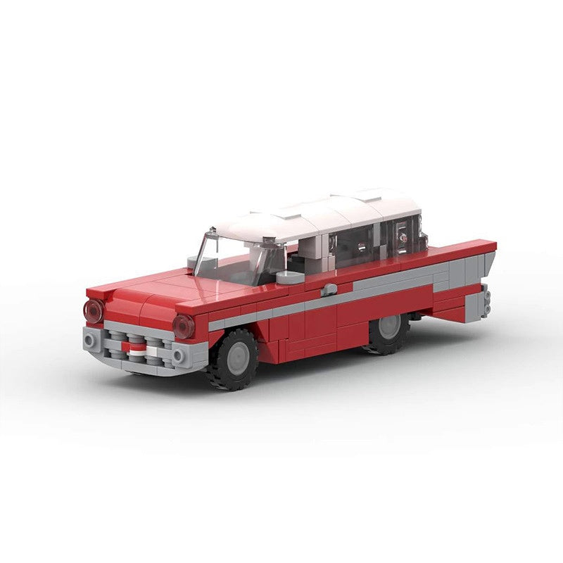 Retro 1957 Vintage Station Wagon Building Kit | 6-Wide LEGO-Compatible MOC - 1