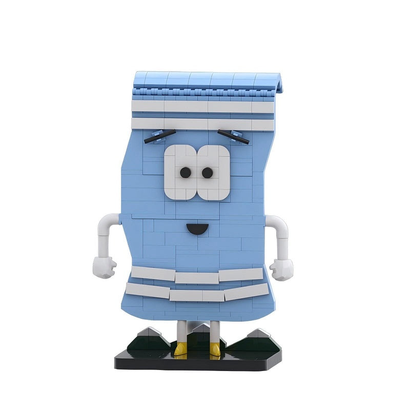 Retro Adult Animation Blue Towel Brickheadz Building Kit | LEGO-Compatible MOC - 3