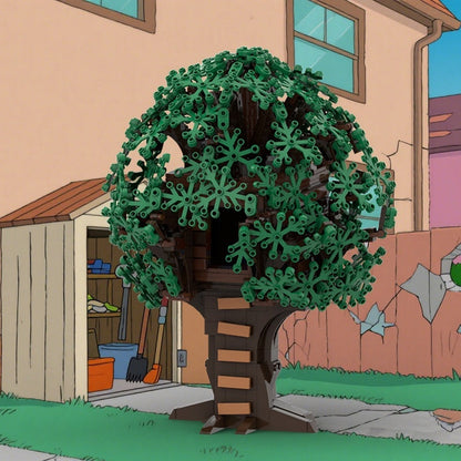 Retro Cartoon Backyard Treehouse MOC Building Kit | Cartoon Style Architecture - 4