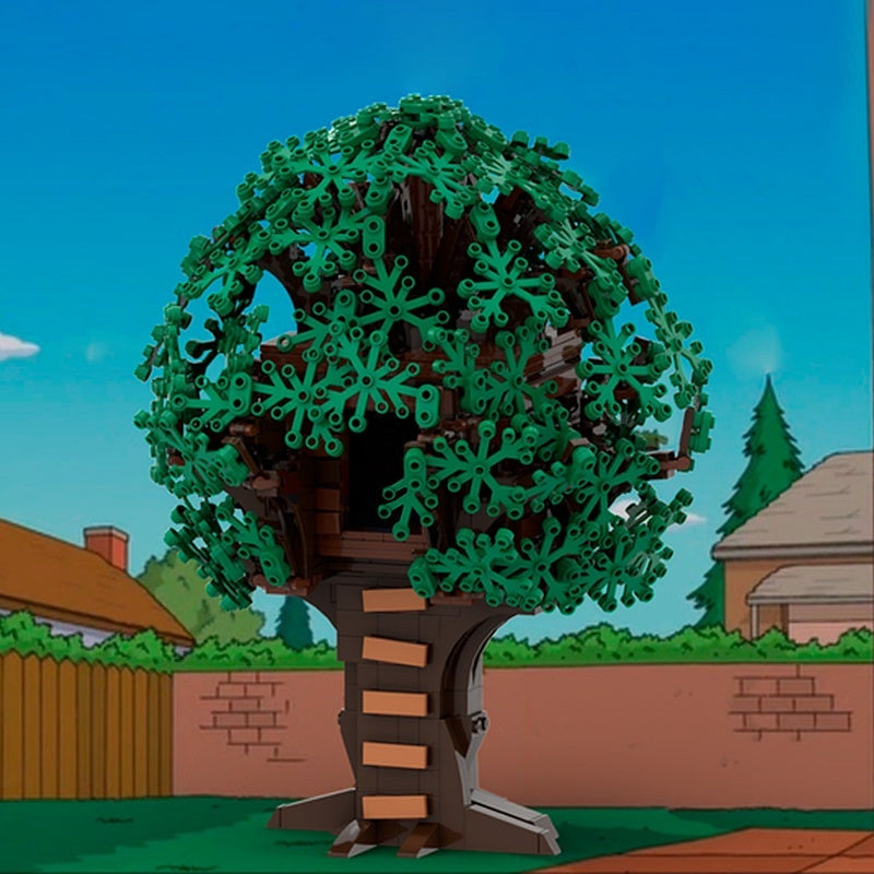 Retro Cartoon Backyard Treehouse MOC Building Kit | Cartoon Style Architecture - 5