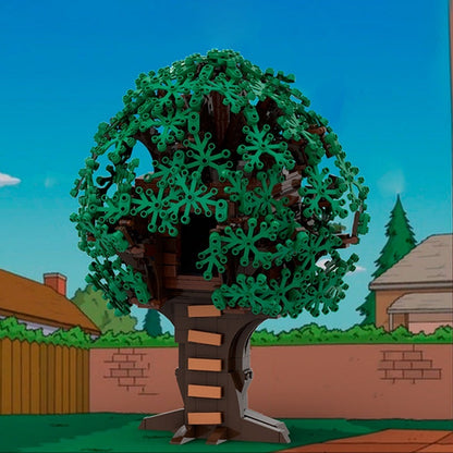 Retro Cartoon Backyard Treehouse MOC Building Kit | Cartoon Style Architecture - 5