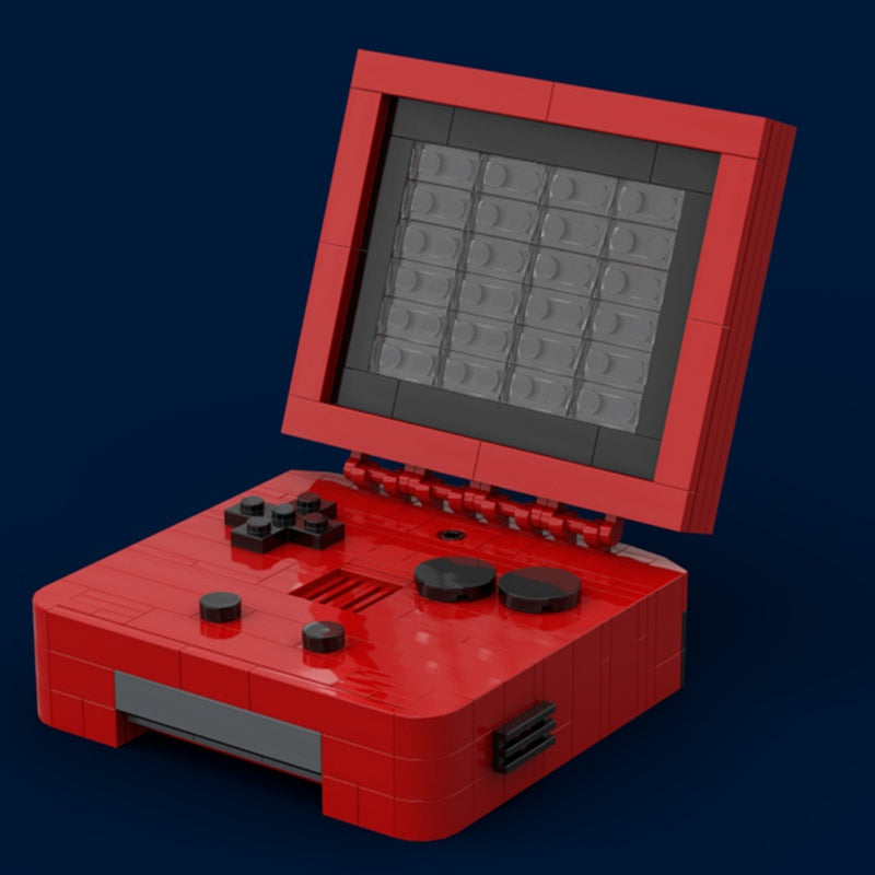 Retro Clamshell Handheld Game Console MOC Building Kit | Red Display - 2