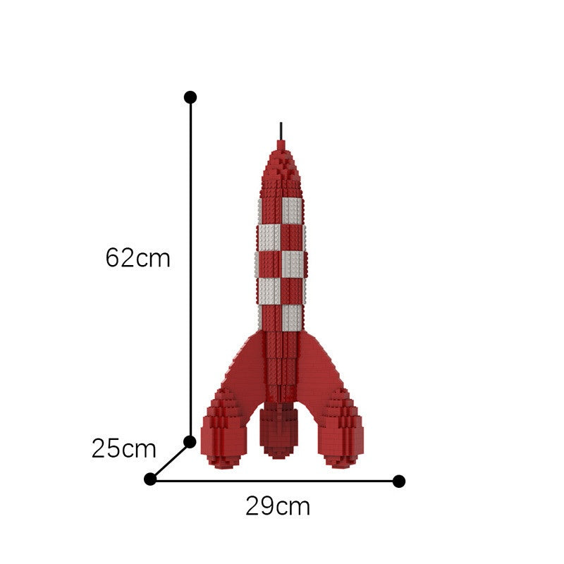 Retro Comic Moon Rocket Building Kit | LEGO-Compatible MOC - 1
