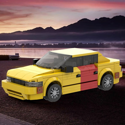 Retro Lawyer Sedan MOC Building Kit | Yellow Red-Door Car - 2