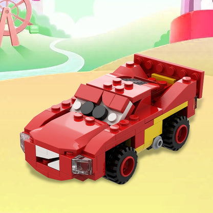 Retro Red Cartoon Race Car Building Kit | 6-Stud Wide | LEGO-Compatible MOC - 1