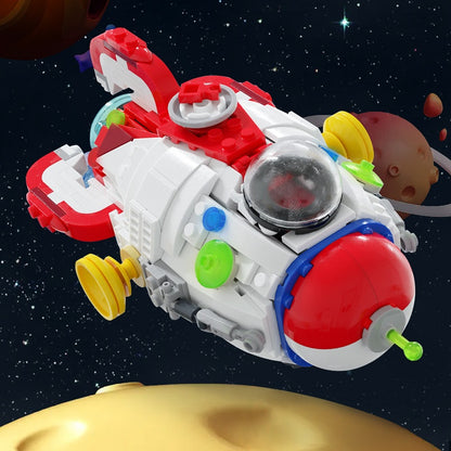 Retro Red Rocket Ship Building Kit | LEGO-Compatible MOC - 1