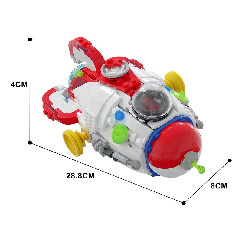 Retro Red Rocket Ship Building Kit | LEGO-Compatible MOC - 4