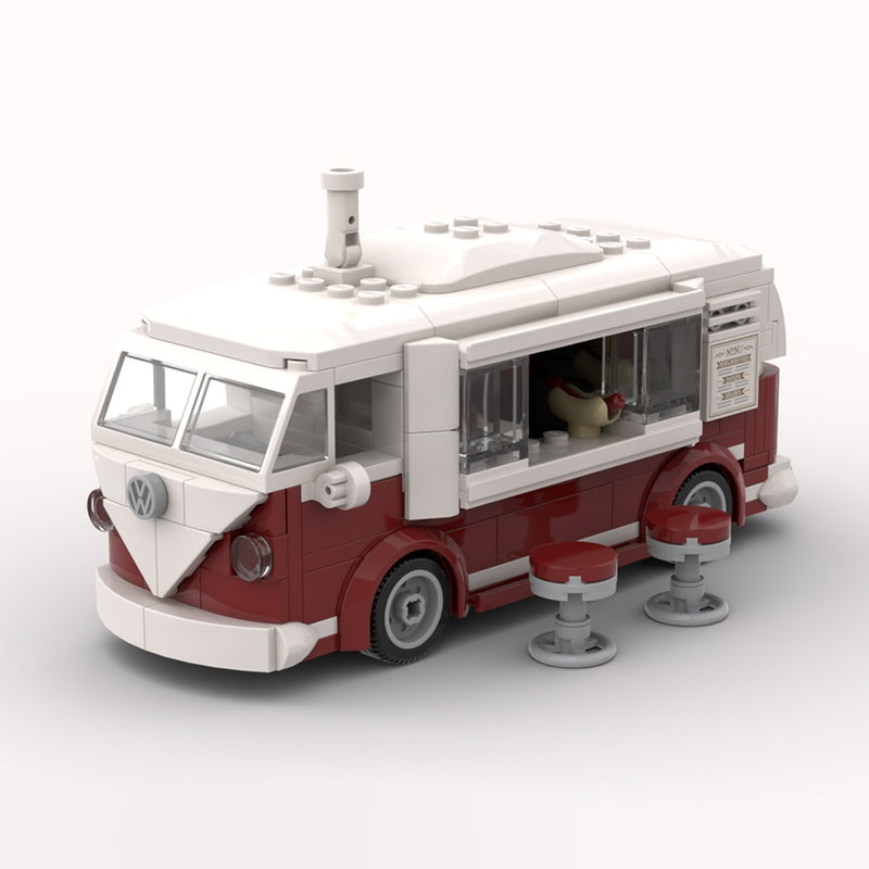 Retro Vintage Camper Food Truck Building Kit | LEGO-Compatible MOC - 1